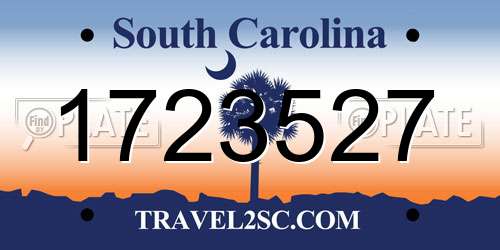 1723527 South Carolina License Plate