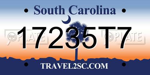 17235T7 South Carolina License Plate