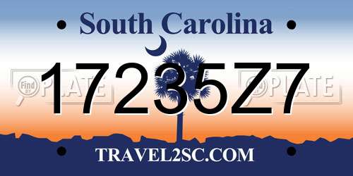17235Z7 South Carolina License Plate