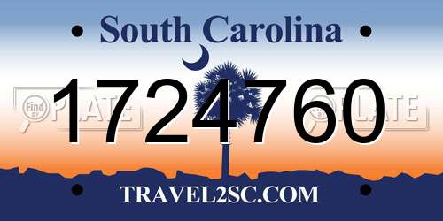 1724760 South Carolina License Plate