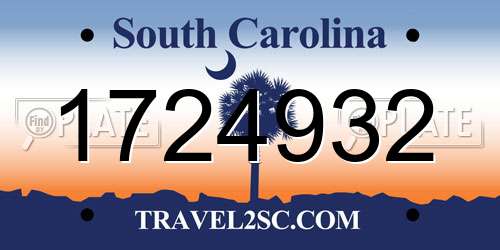 1724932 South Carolina License Plate