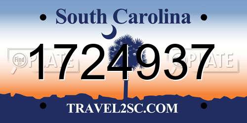 1724937 South Carolina License Plate