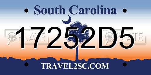 17252D5 South Carolina License Plate