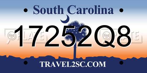 17252Q8 South Carolina License Plate