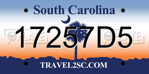 17257D5 South Carolina License Plate