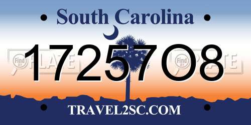 17257O8 South Carolina License Plate