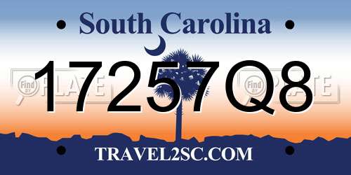 17257Q8 South Carolina License Plate