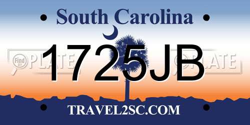 1725JB South Carolina License Plate