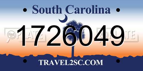 1726049 South Carolina License Plate