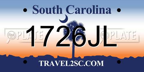 1726JL South Carolina License Plate