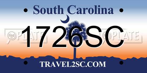 1726SC South Carolina License Plate