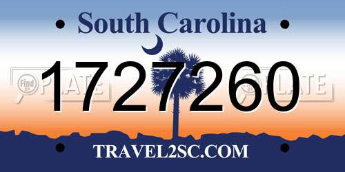 1727260 South Carolina License Plate