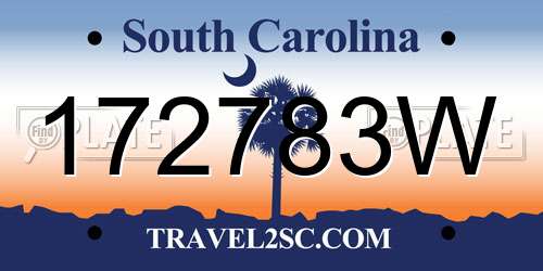 172783W South Carolina License Plate