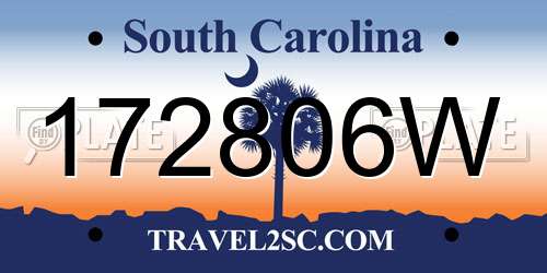 172806W South Carolina License Plate