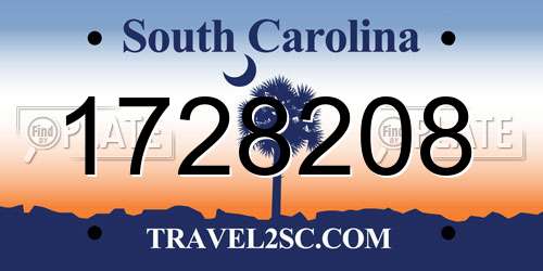 1728208 South Carolina License Plate