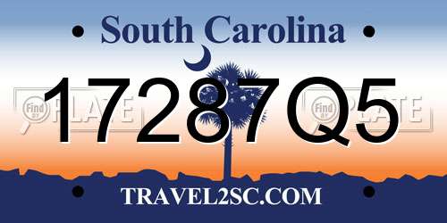 17287Q5 South Carolina License Plate
