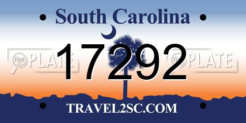 17292 South Carolina License Plate