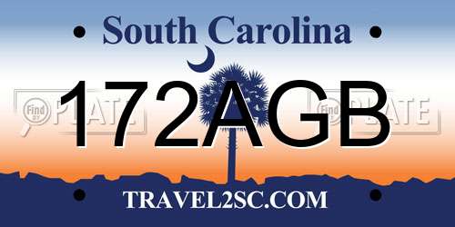 172AGB South Carolina License Plate