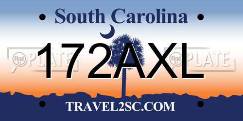 172AXL South Carolina License Plate