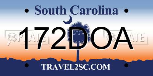 172DOA South Carolina License Plate