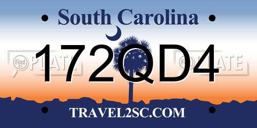 172QD4 South Carolina License Plate