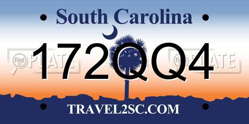 172QQ4 South Carolina License Plate