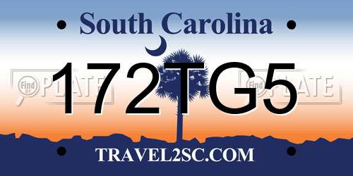 172TG5 South Carolina License Plate