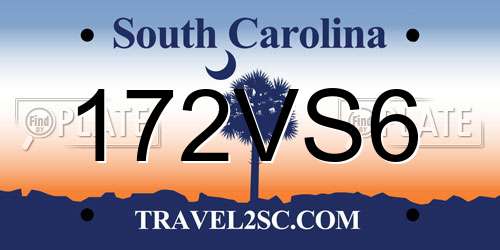 172VS6 South Carolina License Plate