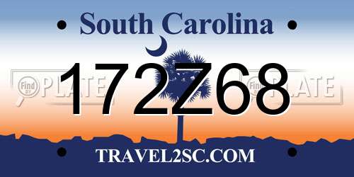 172Z68 South Carolina License Plate