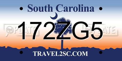 172ZG5 South Carolina License Plate