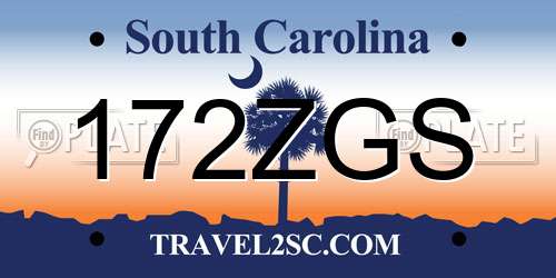 172ZGS South Carolina License Plate