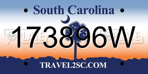 173896W South Carolina License Plate