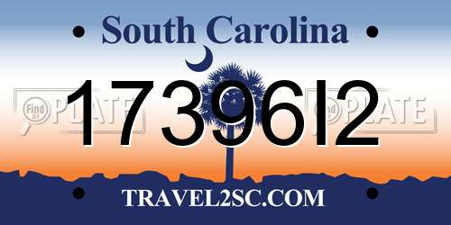 17396I2 South Carolina License Plate