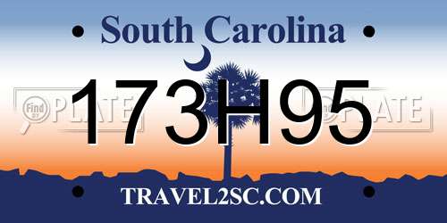 173H95 South Carolina License Plate