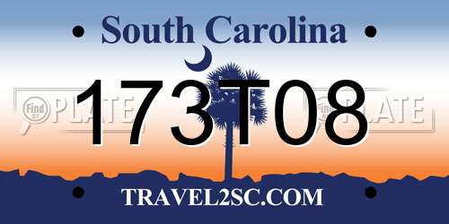 173T08 South Carolina License Plate