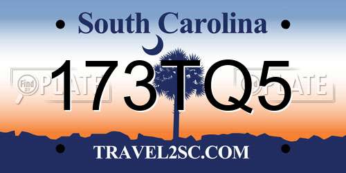 173TQ5 South Carolina License Plate
