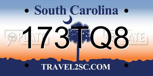 173TQ8 South Carolina License Plate