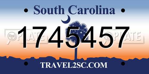 1745457 South Carolina License Plate