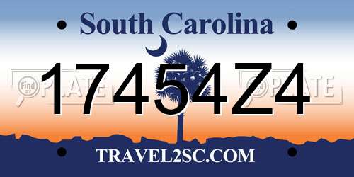 17454Z4 South Carolina License Plate