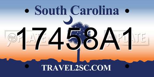 17458A1 South Carolina License Plate