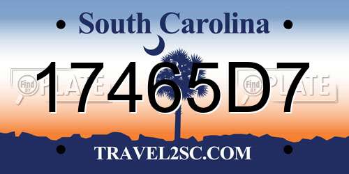 17465D7 South Carolina License Plate