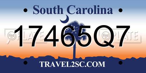 17465Q7 South Carolina License Plate