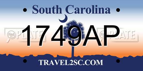 1749AP South Carolina License Plate