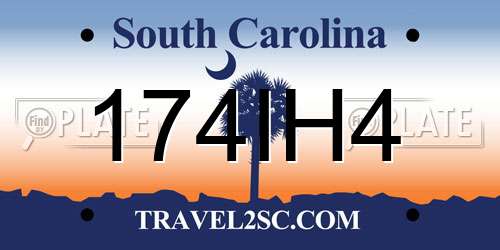 174IH4 South Carolina License Plate