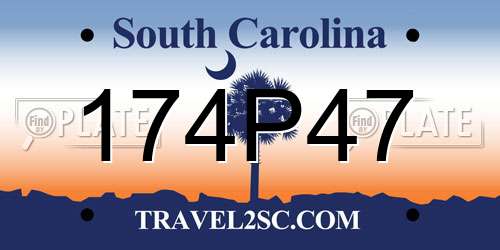 174P47 South Carolina License Plate