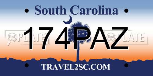 174PAZ South Carolina License Plate