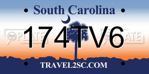 174TV6 South Carolina License Plate