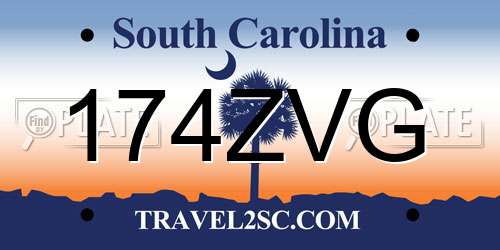 174ZVG South Carolina License Plate