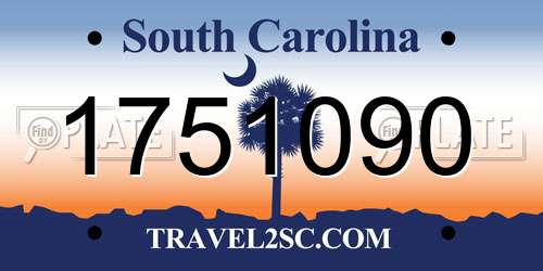1751090 South Carolina License Plate