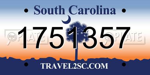 1751357 South Carolina License Plate